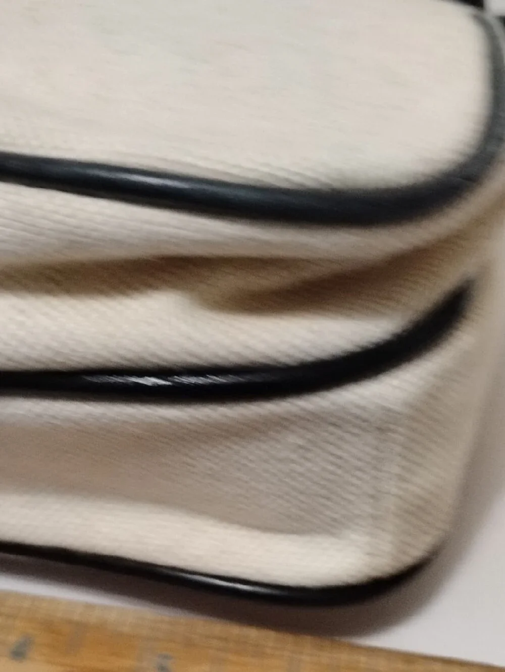 J.Crew Canvas Crossbody Saddle Bag with Black Trim - Classic Neutral Style